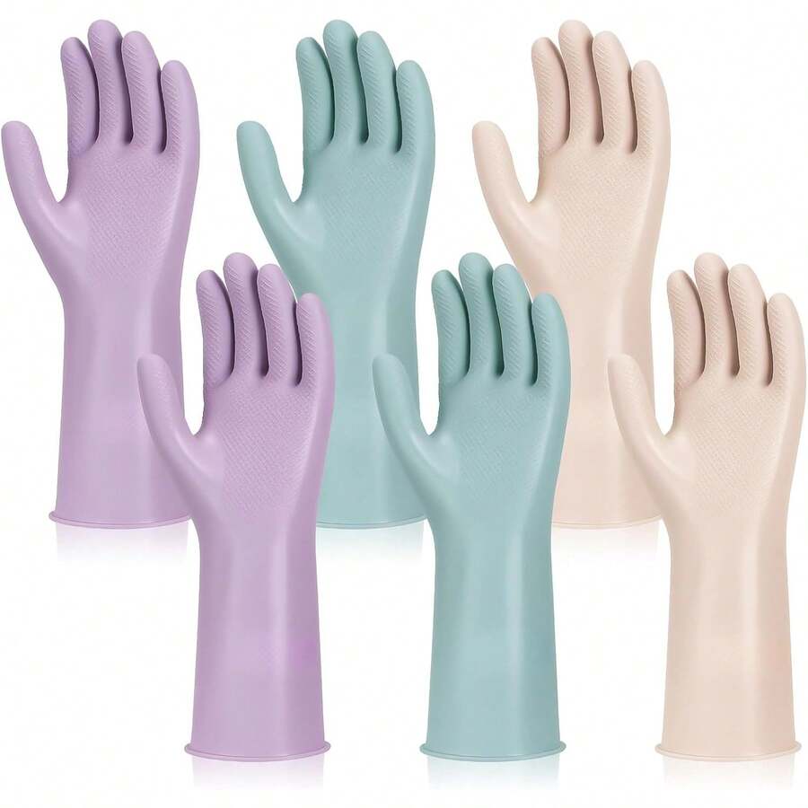 Rubber Glove Cleaning - 6 Pairs Rubber Cleaning Gloves, Reusable