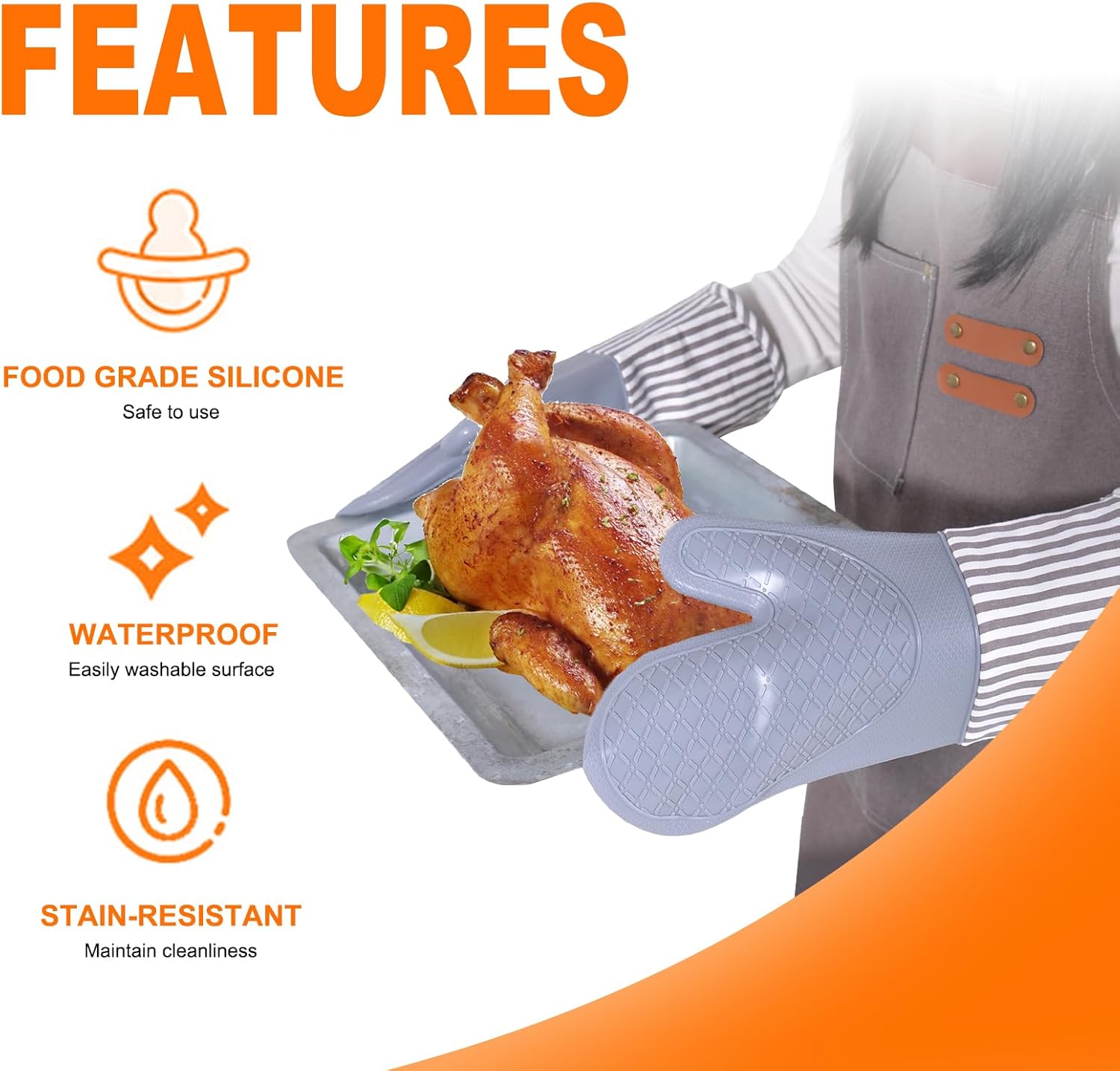Silicone Oven Mitts, 500°F Hea - огляд і ціна Oven Mitt Silicone