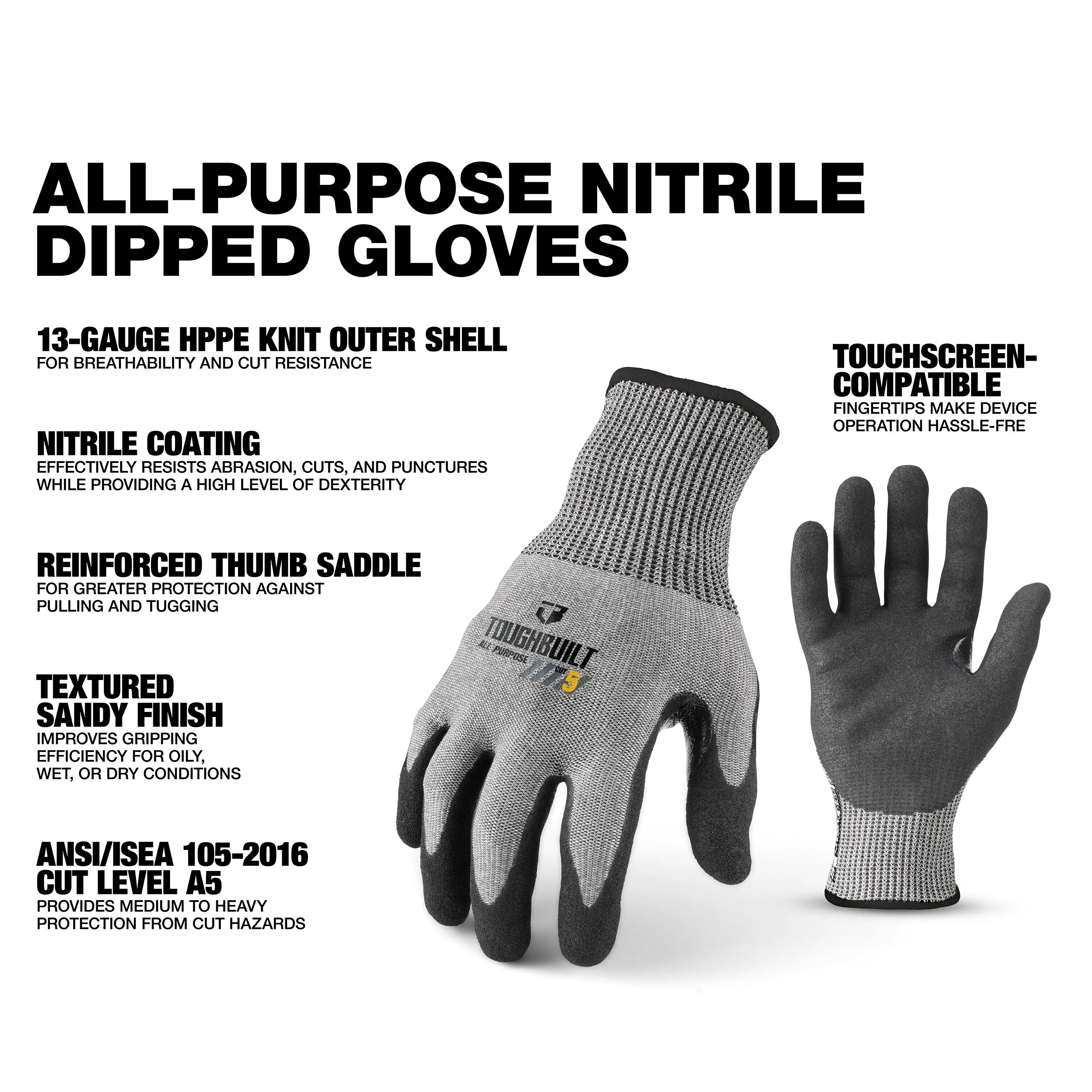 TOUGHBUILT TB-P2-112-5-L Nitri - огляд і ціна Nitrile Mechanic Glove
