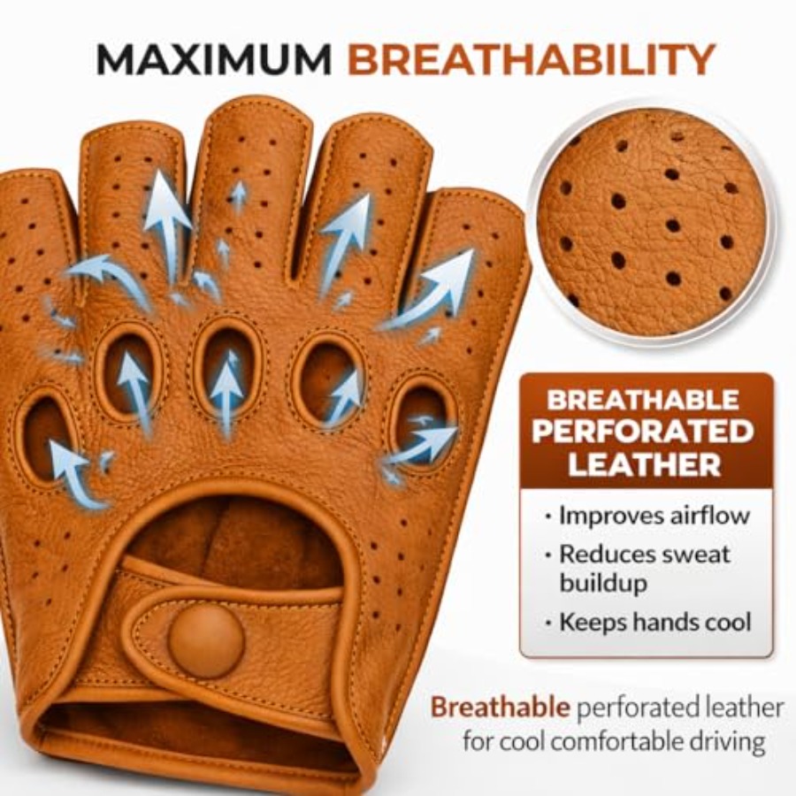 Mens fingerless leather drivin - огляд і ціна Leather Driving Glove