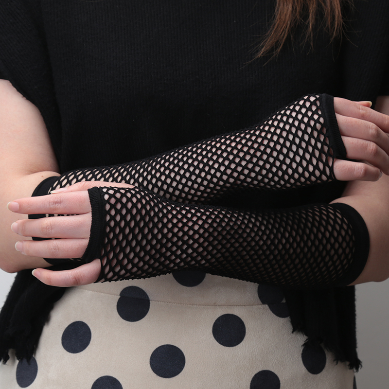 New black Fishnet Fingerless L - огляд і ціна Fingerless Glove Knit