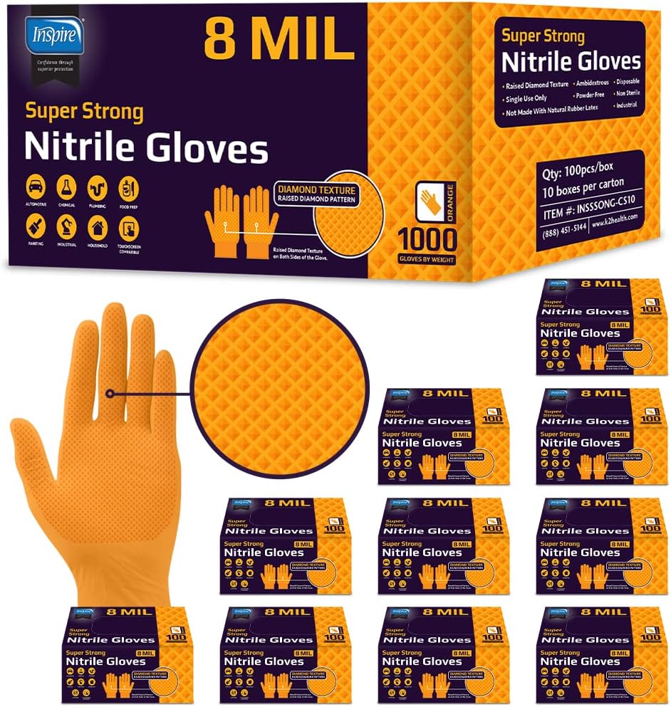 Heavy Duty Orange Nitrile Glov - огляд і ціна Nitrile Mechanic Glove