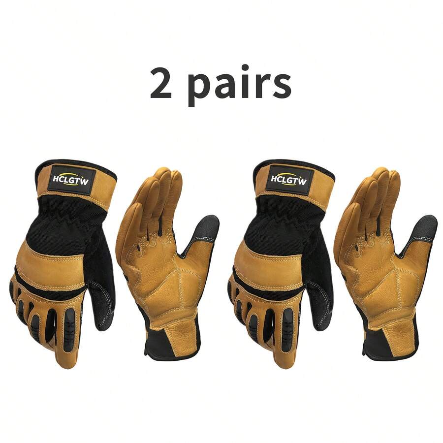 Two Pairs Of Brown Leather Glo - огляд і ціна Work Glove Impact