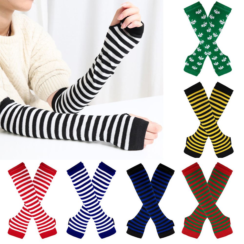 Striped Knitted Handschoenen L - огляд і ціна Fingerless Glove Knit