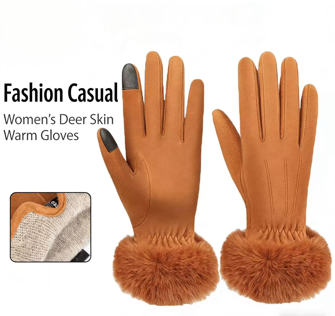 Women's Deerskin Warm Gloves A - огляд і ціна Wool Glove Lined