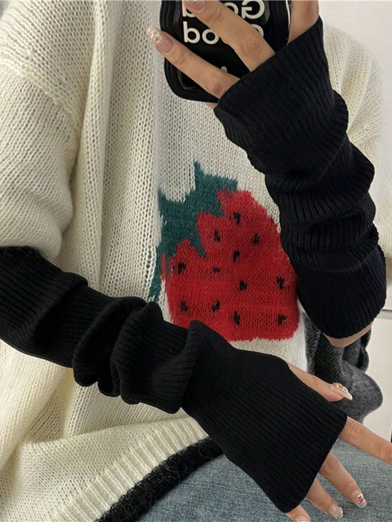 Black Fingerless Knitted Glove - огляд і ціна Fingerless Glove Knit