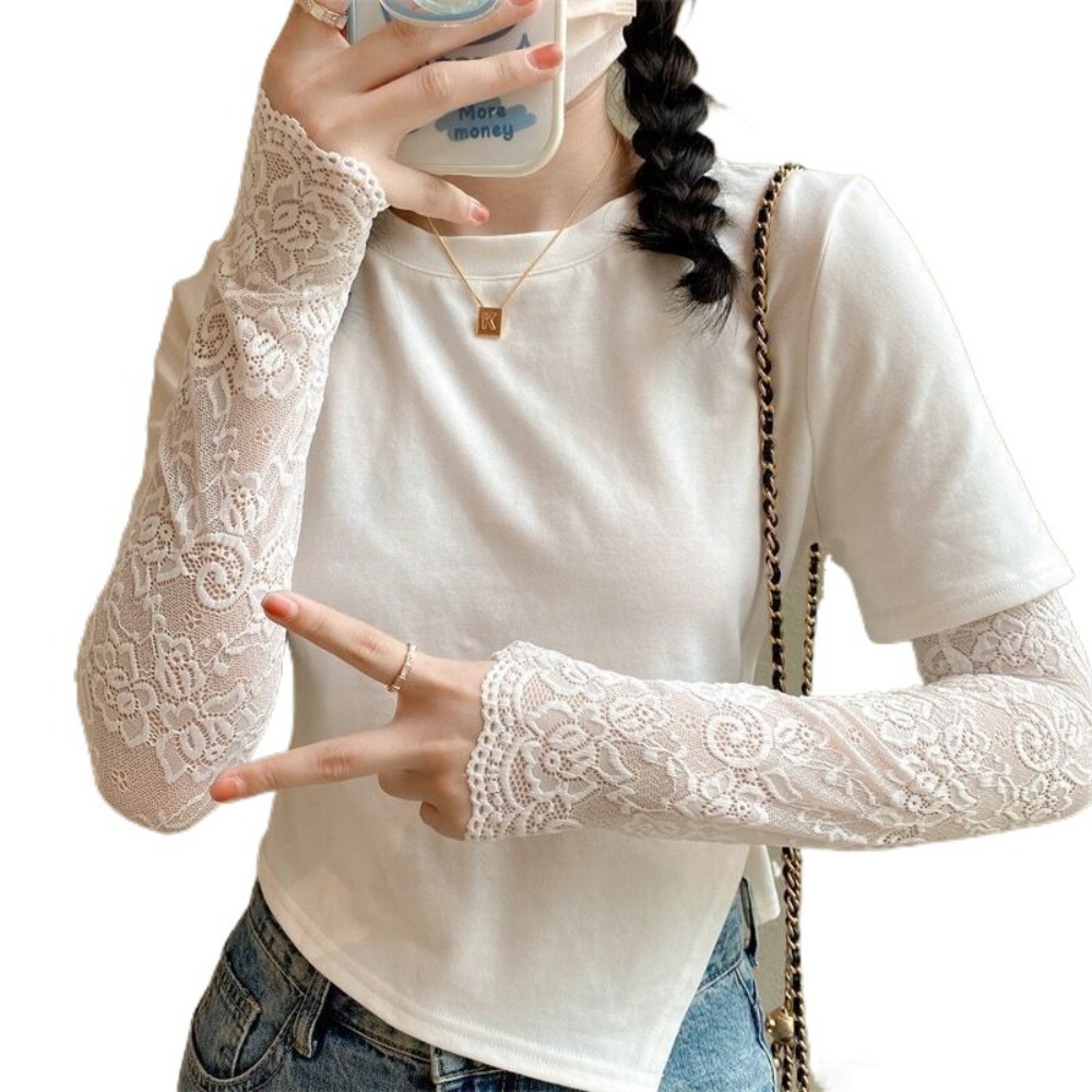 Women Long Lace Gloves Fishnet - огляд і ціна Fingerless Glove Knit