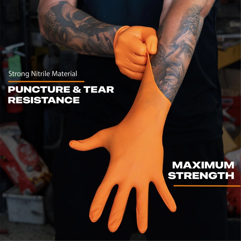 Heavy Duty Orange Nitrile Glov - огляд і ціна Nitrile Mechanic Glove