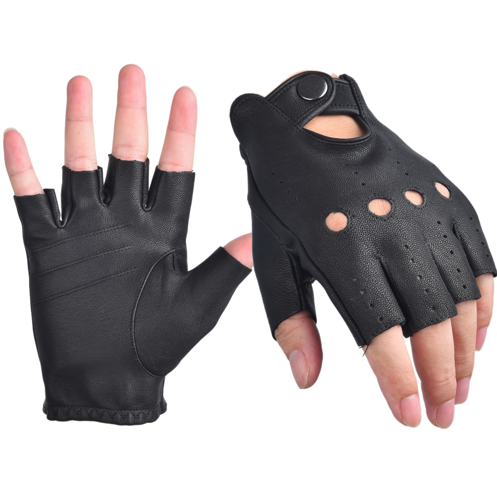 Mens Fingerless Gloves Half Fi - огляд і ціна Leather Driving Glove
